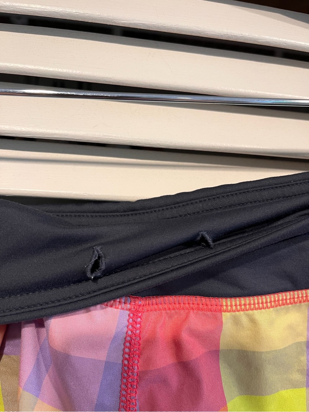 lululemon athletica Multi-Color Plaid Athletic Shorts with Black Waistband - Picture 5 of 6